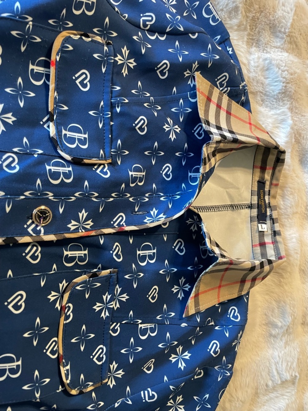 Louis Vuitton Collar dress with Beige Plaid Trim - Picture 7 of 10